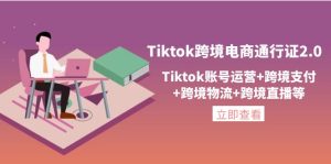Tiktok跨境电商通行证2.0，Tiktok账号运营+跨境支付+跨境物流+跨境直播等副业资源库-时光-中创中赚-福缘-冒泡创业网实操副业项目教程和创业项目大全副业资源库